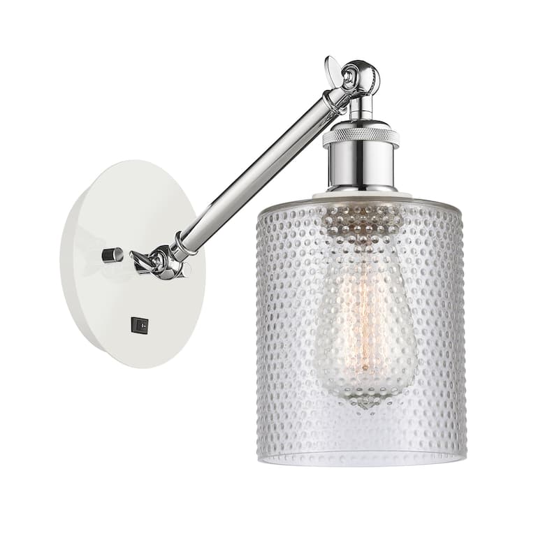 Innovations Lighting 317-1W-13-5 Cobbleskill Sconce Cobbleskill 13" - White and Polished Chrome / Clear