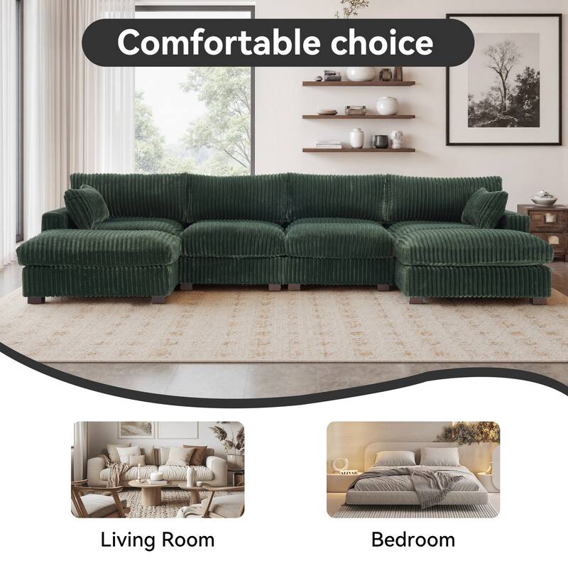 Modren Plush Oversized Modular Sectional Sofa Set with Chaise&Ottoman.