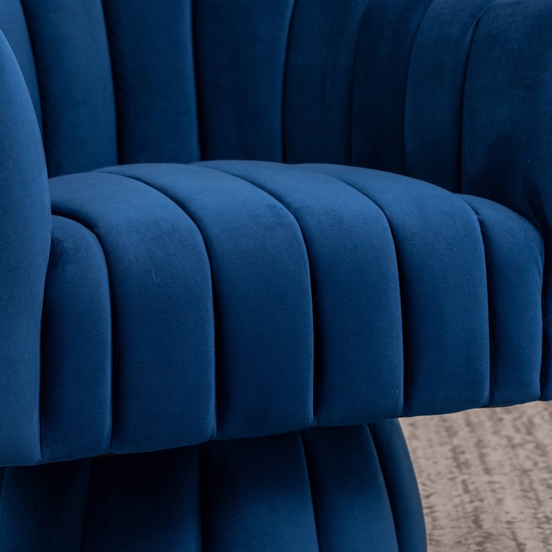 SEYNAR Modern Glam Velvet Upholstered Round Swivel Accent Arm Barrel Chair for Living Room