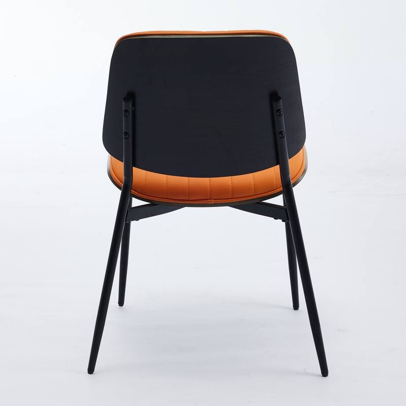 Modern Style Dining Chairs Set of 2, PU Leather Dining Chair with Metal Legs