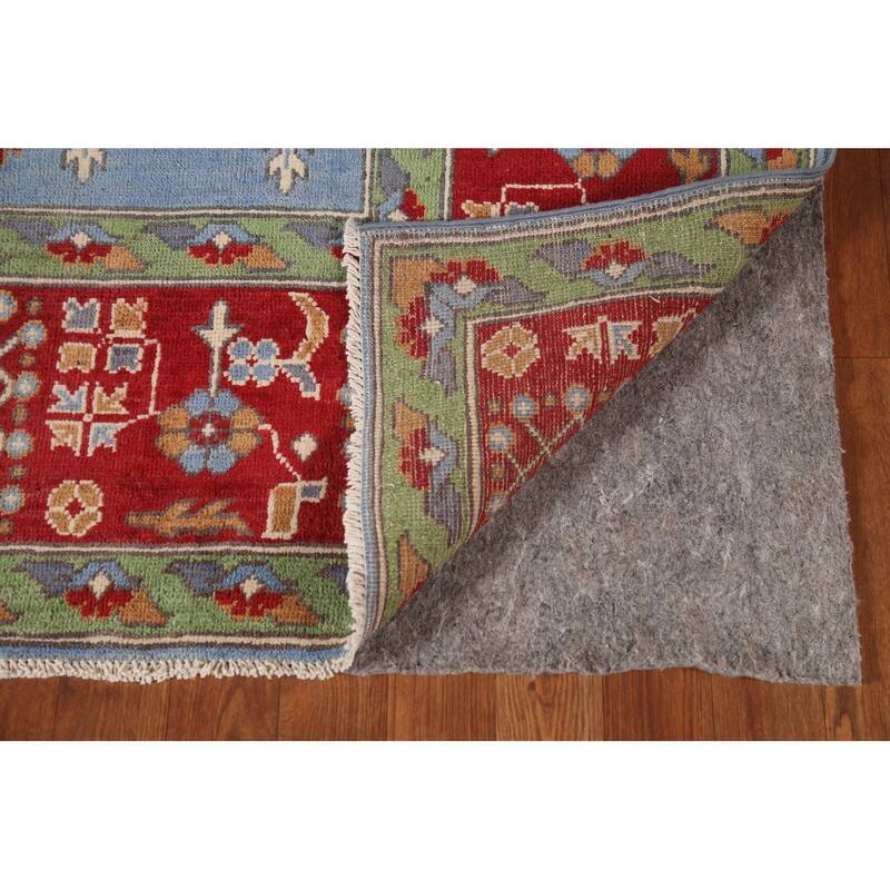 Traditional Light Blue Kazak Area Rug Handmade Wool Carpet - 6'6" x 9'5"