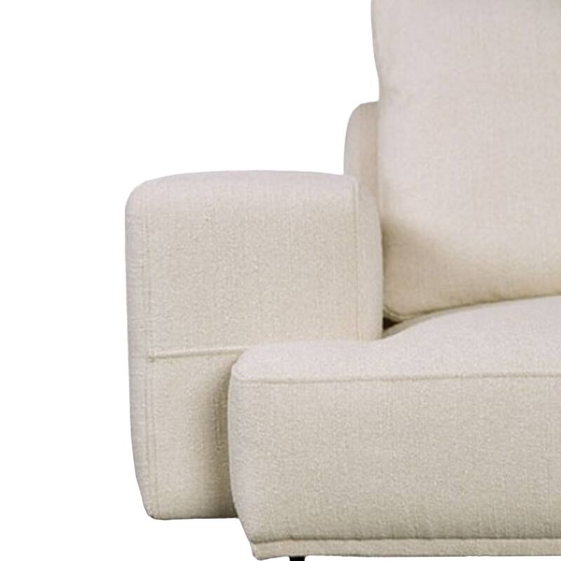 Aera Sectional Sofa w Left Chaise, White Wool, Black Metal, 119 Inch