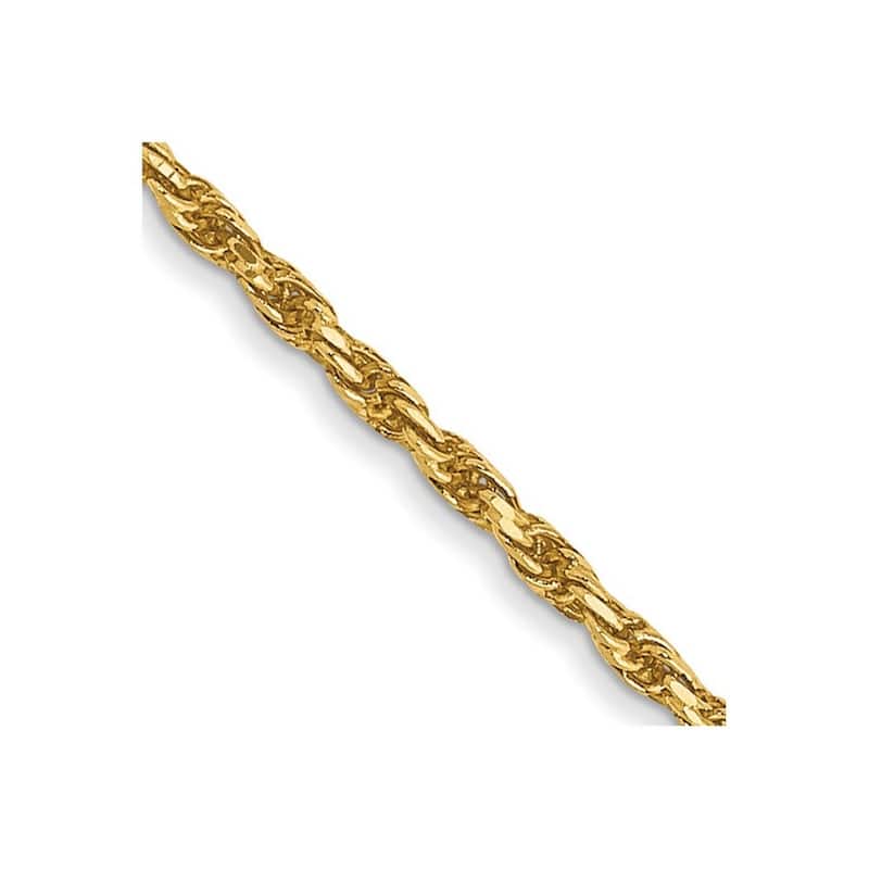 Curata 14k Yellow Gold 1.2mm Solid D Cut Lobster Rope Chain Bracelet Lobster Claw