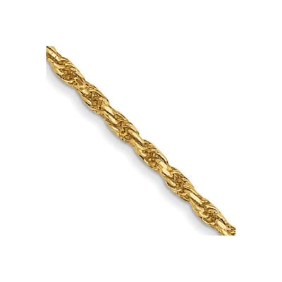 Curata 14k Yellow Gold Solid 1.2mm Diamond-cut Rope Chain Necklace (Lobster) Options 16 18 20 22
