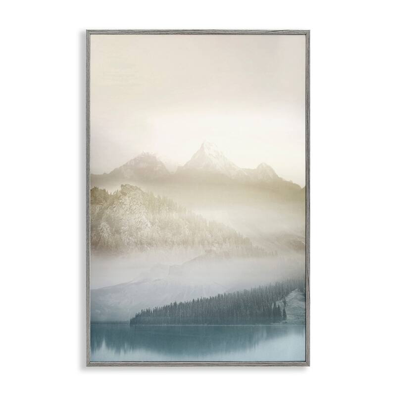 Stupell Vanilla Mountain Peaks View Framed Giclee Art Design By Gemma Bardot - 16 x 24 - Grey
