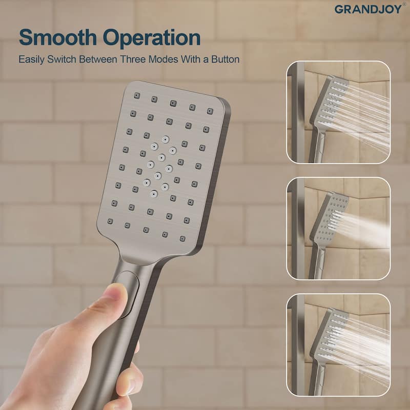 GRANDJOY 3-Spray Handheld Shower Set featuring Adjustable Slide Bar
