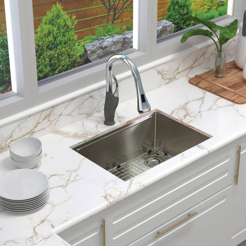 Transolid KWSSU271910 27-in X 19-in X 10-in 18-Gauge Undermount Stainless Steel Kitchen Workstation Sink