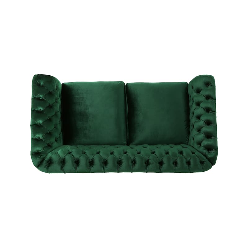 Emerald Chesterfield Loveseat Button Tufted Sofa with Nailheads