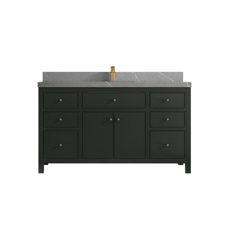 Willow Collections 60 in W x 22 in D Sonoma Free Standing Reeded Single Sink Bathroom Vanity with Countertop