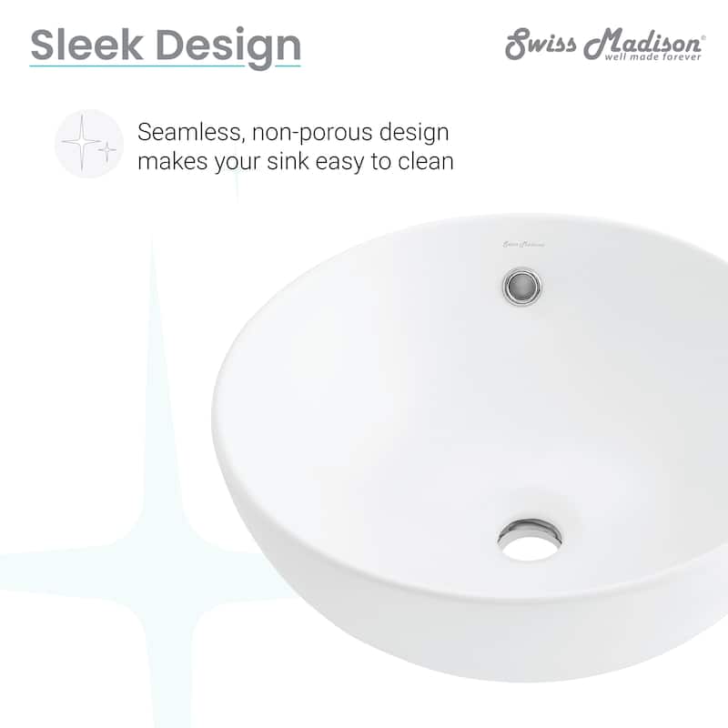 Besanon 17" Round Vessel Sink In Matte White - 16.95" x 16.95" 6.7"