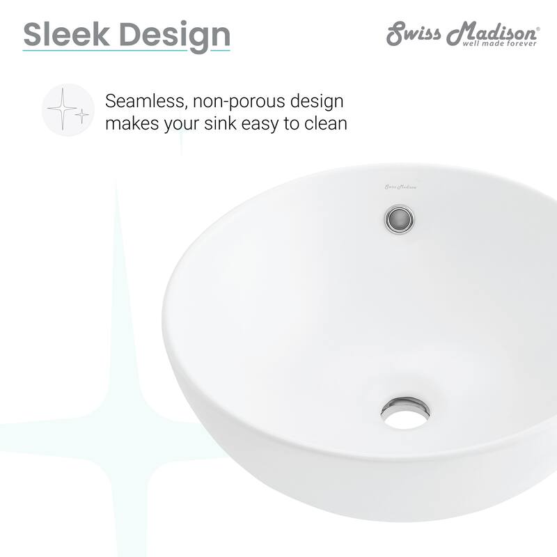 Swiss Madison Sublime® Round Ceramic Bathroom Vessel Sink Bowl