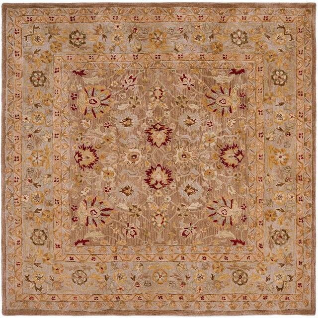 SAFAVIEH Anatolia Angeline Traditional Oriental Hand-spun Wool Rug - 8' x 8' Square - Tan/Ivory