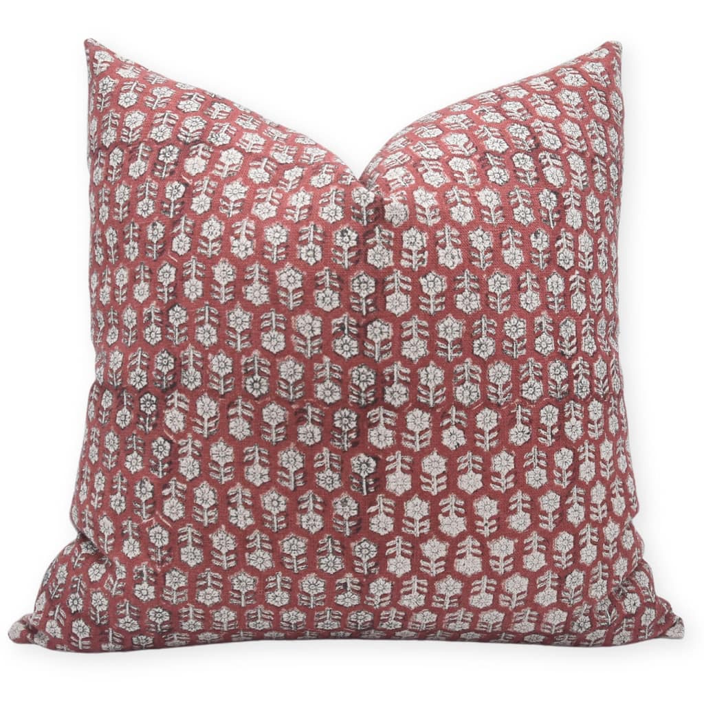 Fabdivine Linen Farmhouse Block print pillow Cover