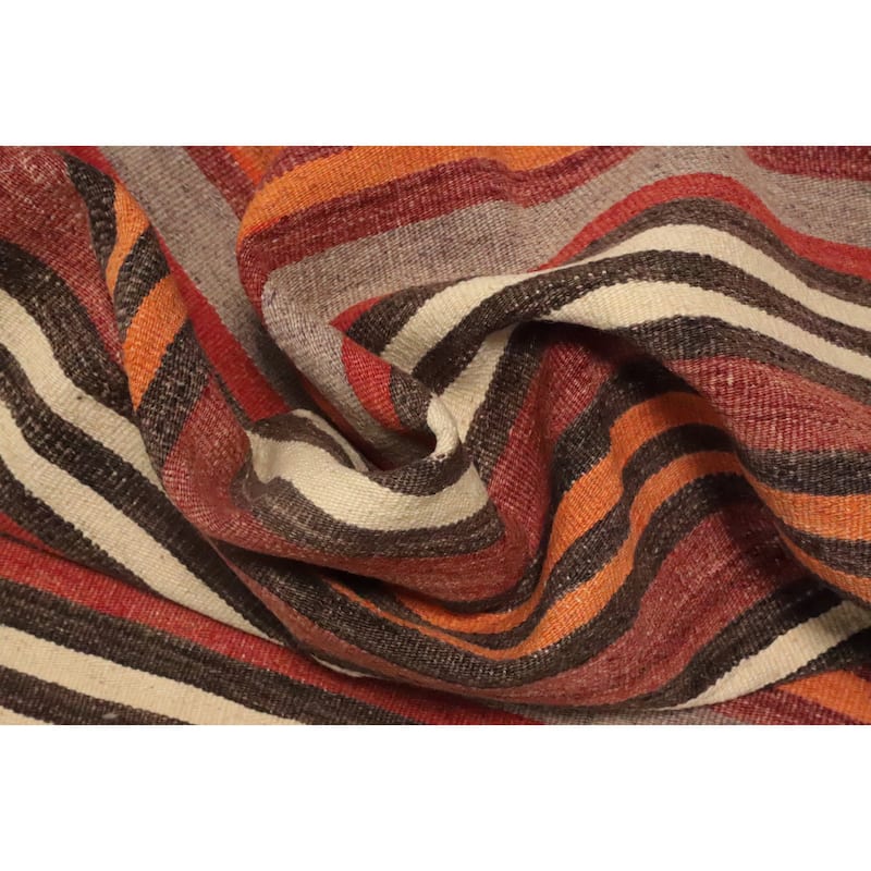 Hand Woven Oriental 100% Wool Carpet Southwestern Geometric Multi-Colored Kilim Area Rug - 10' 9'' X 4' 9''