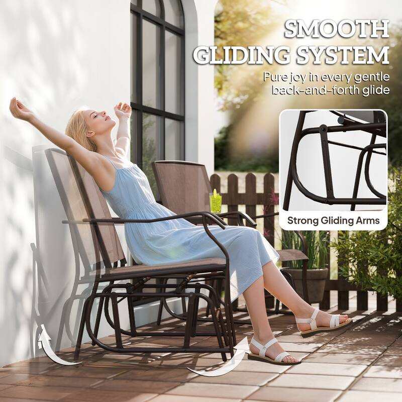 Outsunny 3-pc. Outdoor Sling Fabric Gliding Rocker Chairs w/ Table
