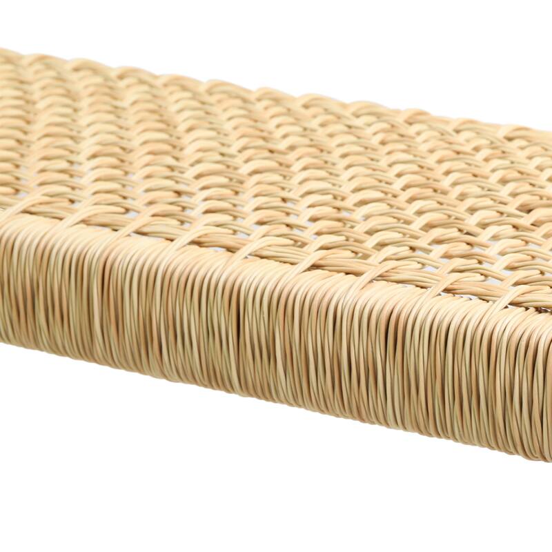 Acacia Wood Backless Bench with Faux Rattan Seat