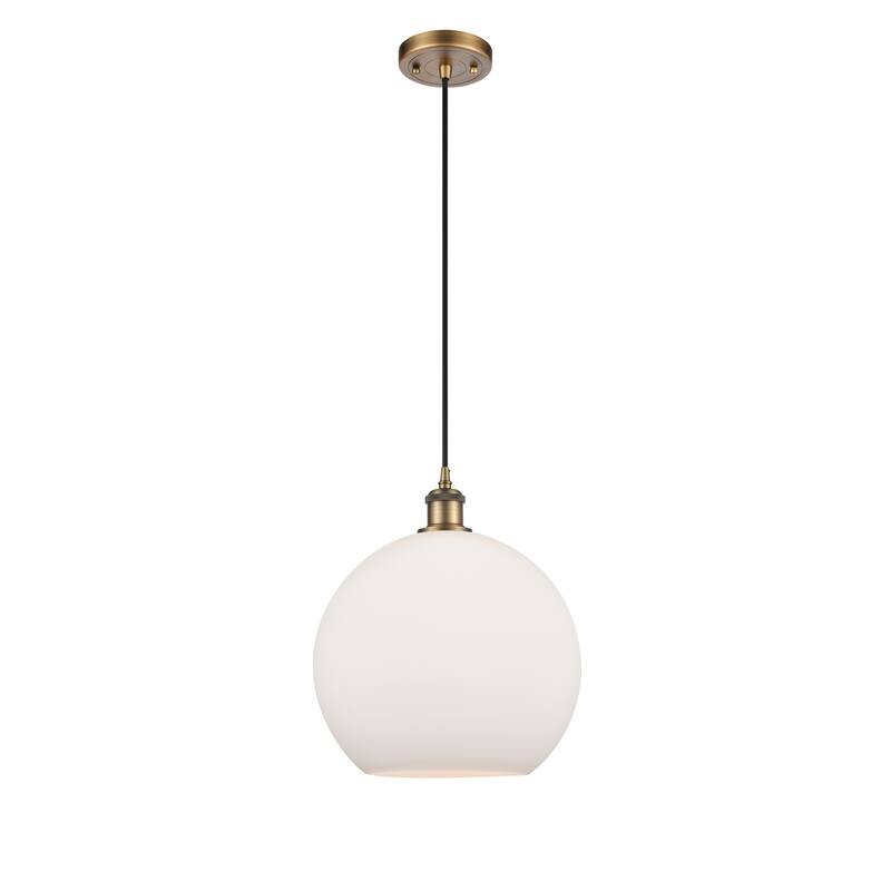 Innovations Lighting Ballston Athens 1 Light 12" Cord Hung Mini Pendant - Brushed Brass/Matte White