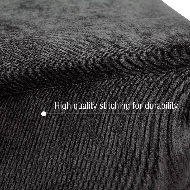 Adeco Square Fabric Ottoman Two-Color Stitching Footrest Stool