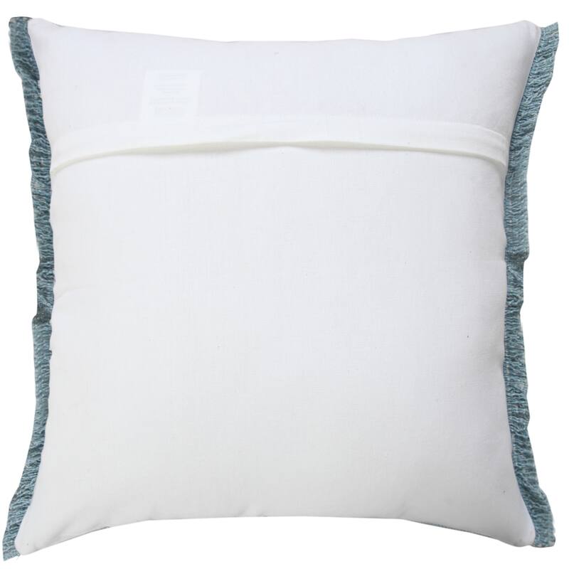 Sevita Light Blue Solid Stonewash Throw Pillow with Fringe