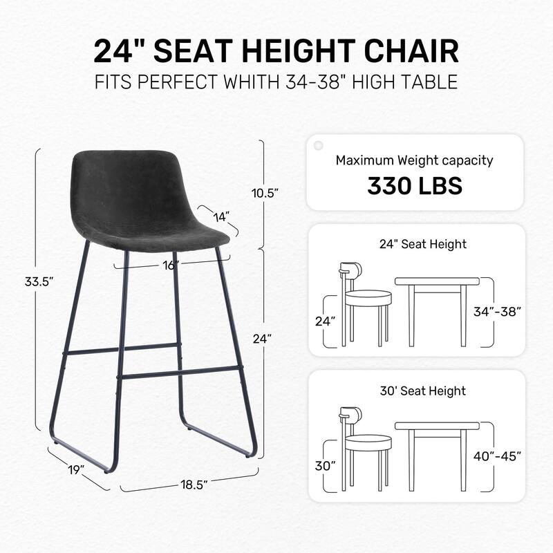 FERPIT Faux Shearling Counter Height Bar Stools Set of 2, Upholstered Bar Stools with Footrest