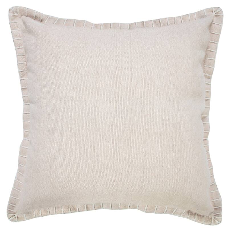 Sevita Guapo Casual Solid Stitched Edge Cotton Throw Pillow - 20" x 20" - Cover Only - Frappe - Single