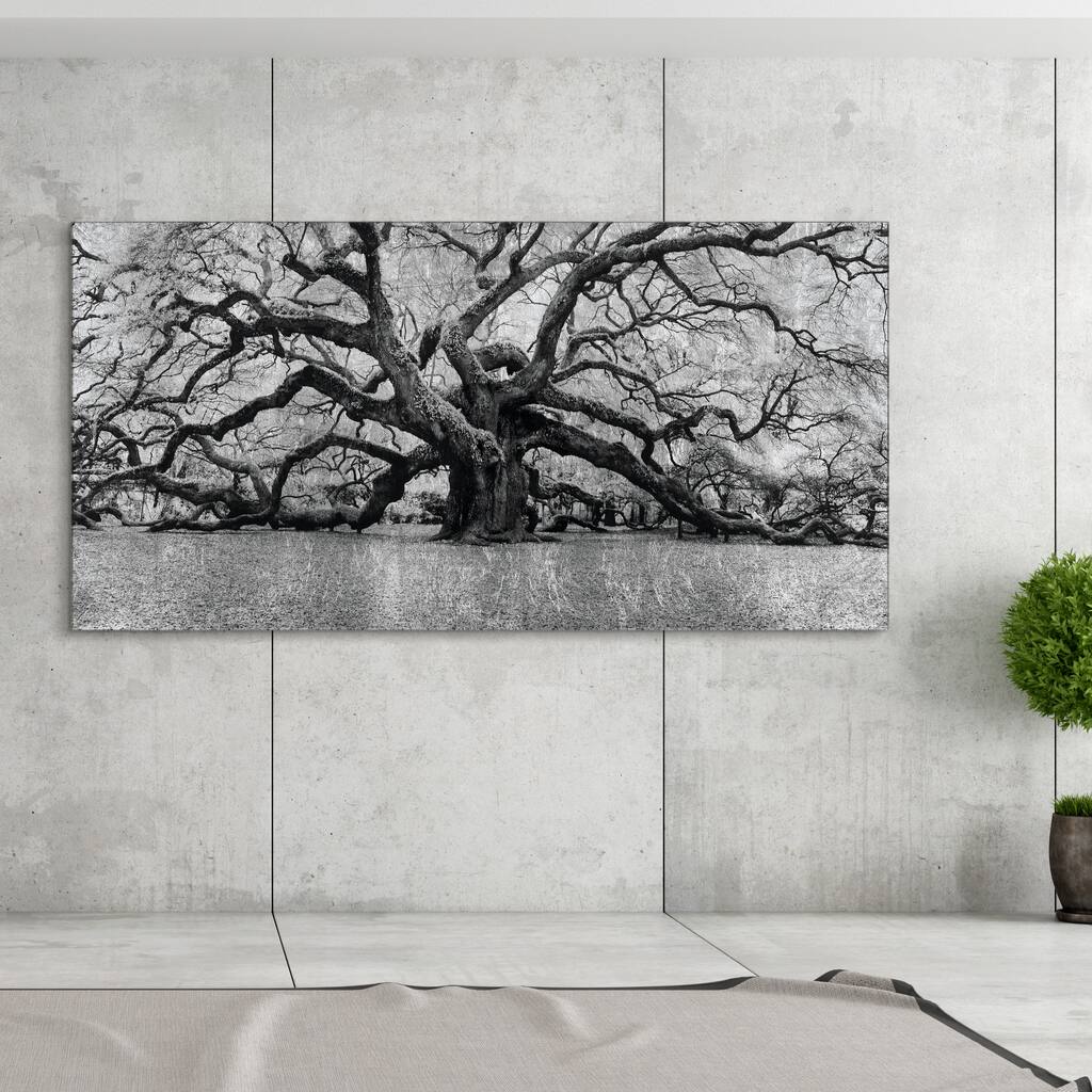 "The Angel Oak" Reverse Printed Tempered Glass with Silver Leaf