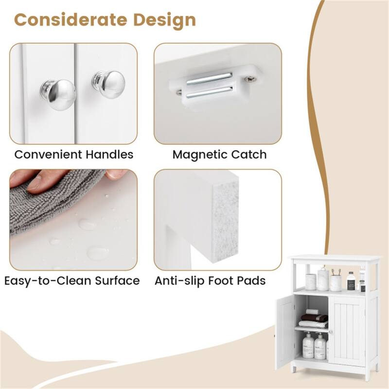 Modern Wooden Freestanding Floor Cabinet with Adjustable Storage Shelf for Bathroom or Living Room - 23.5" x 12" x 31.5"