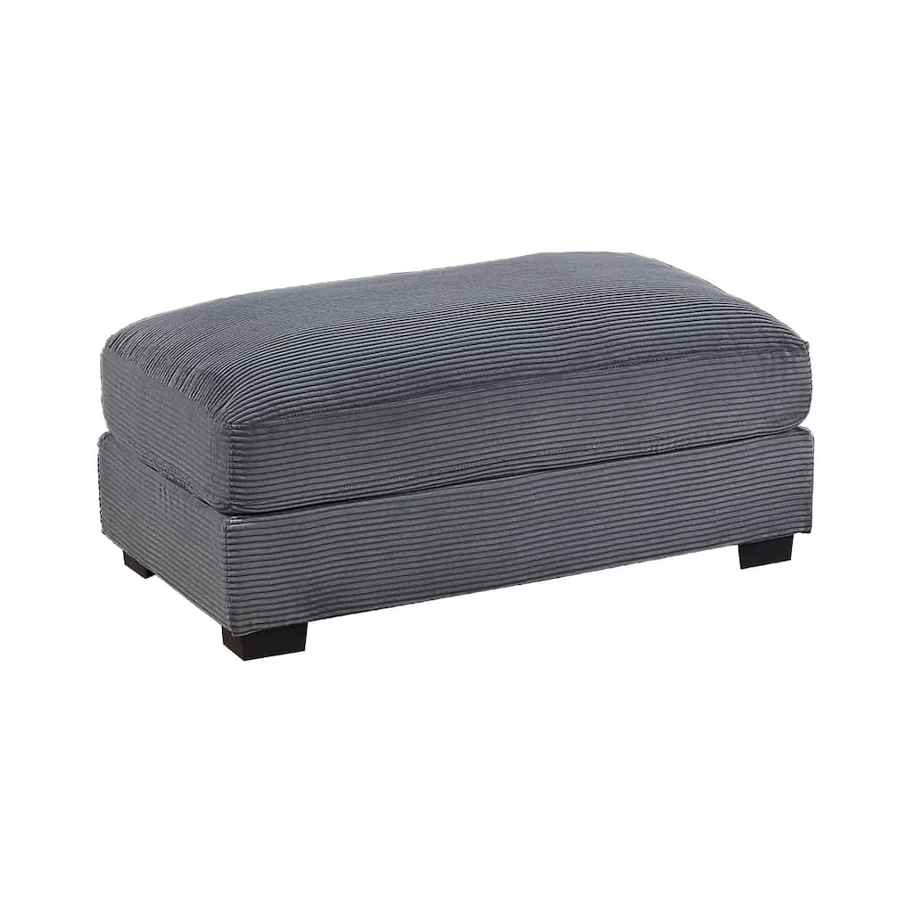 Living Room Furniture 1pc Ottoman Corduroy Soft Cushion Cocktail Ottoman Wood Legs