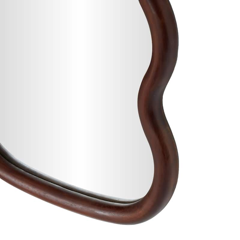 Wood Abstract Handmade Wavy Wall Mirror - Dark Brown - Roche River Decor