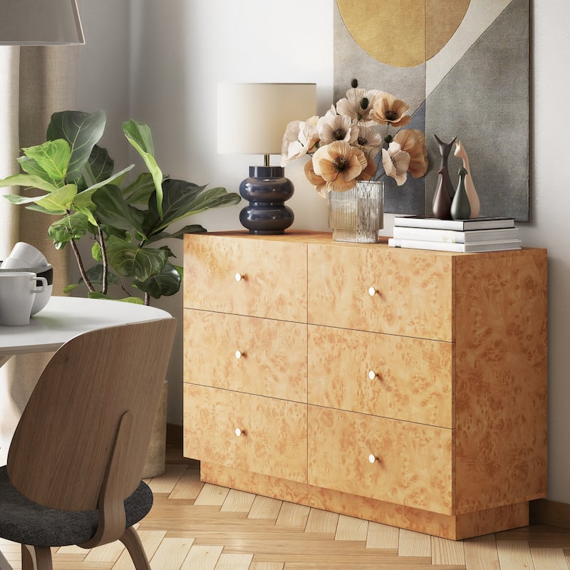 COZAYH Farmhouse Burl Wood Nightstand, Modern Dresser with Storage