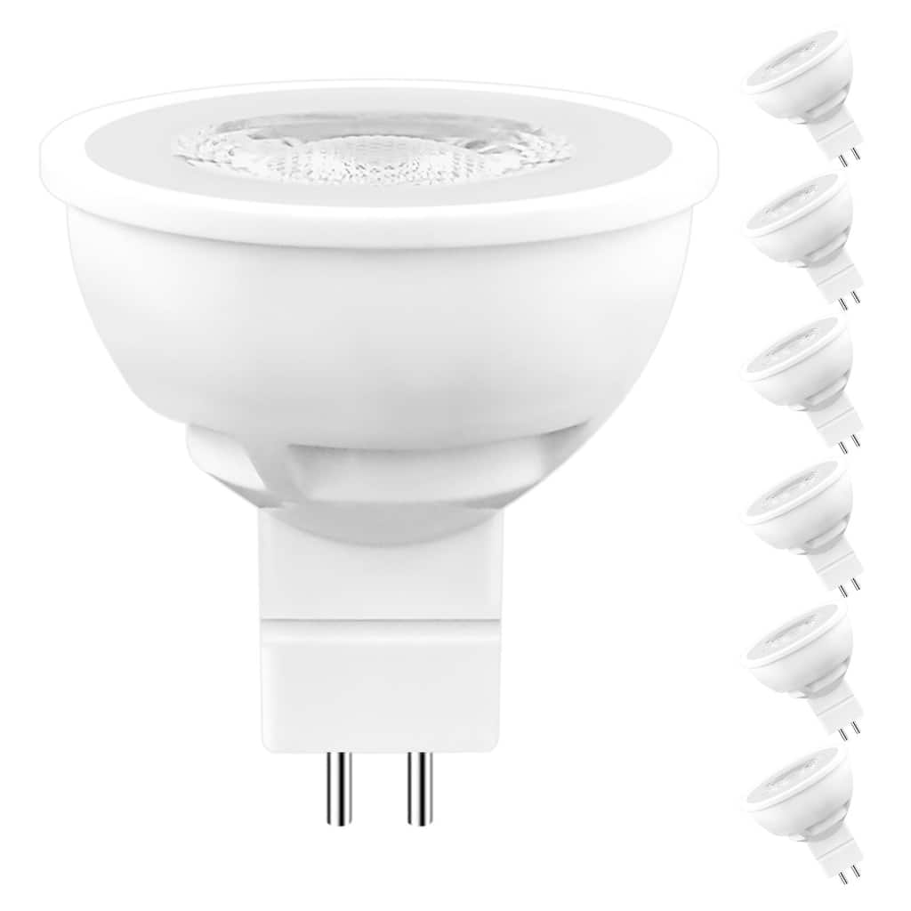 Luxrite MR16 LED Bulbs Dimmable 6.5W=50W 3500K 500 Lumens 120V GU5.3 Enclosed Fixture Rated 6-Pack - 3500K Natural White
