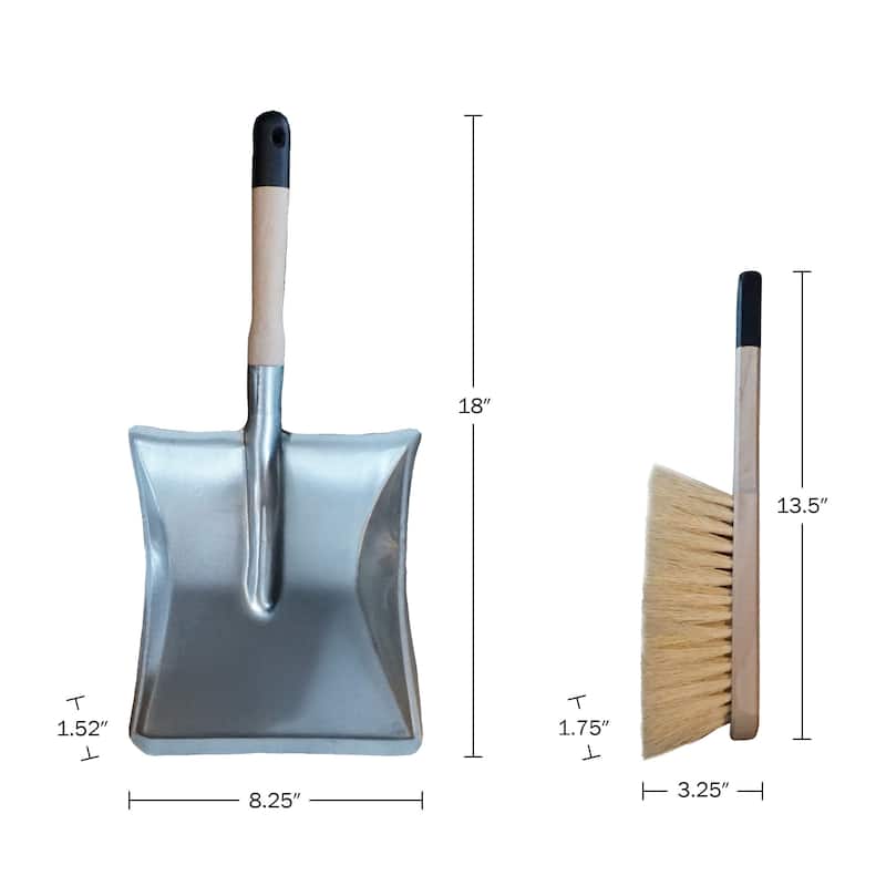Kings County Tools Ash Shovel and Hearth Brush Fireplace Tools Set