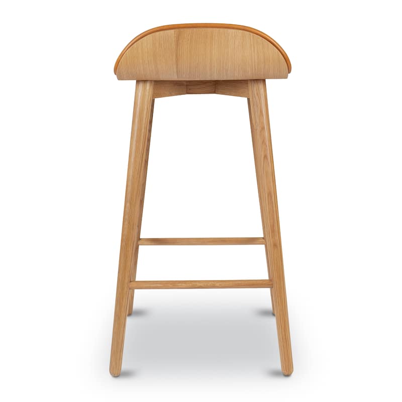 Poly & Bark Notello Leather Counter Stool - 26" Seat Height Solid Oak Wood Frame