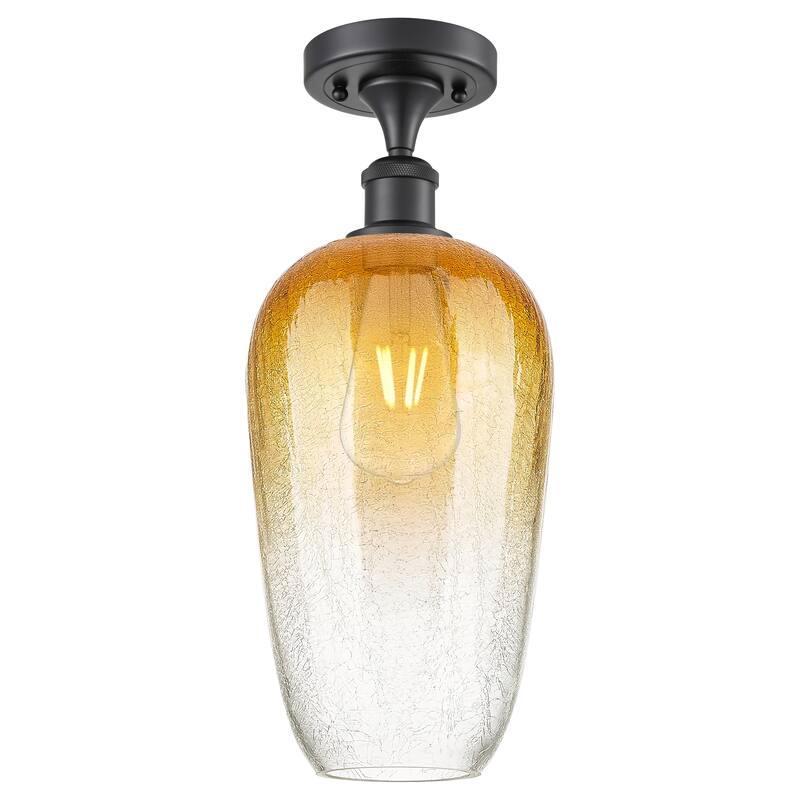 Innovations Lighting Endless Possibilities Ballston - Brookhaven Flute - 1 Light 7" Semi-Flush Mount - Matte Black/Amber
