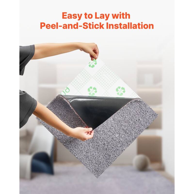 Peel-and-Stick Carpet Tiles 18x18in 10pcs with Memory Foam Cushion