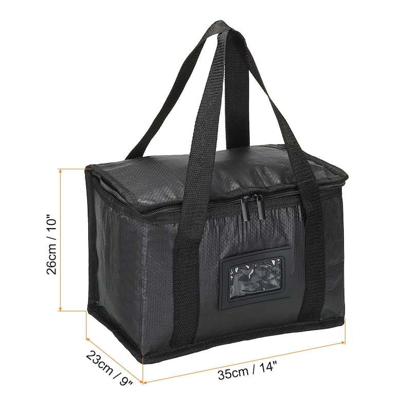 14"x9"x10" Insulated Reusable Grocery Bag Food Transport Tote Bag, Black - Black