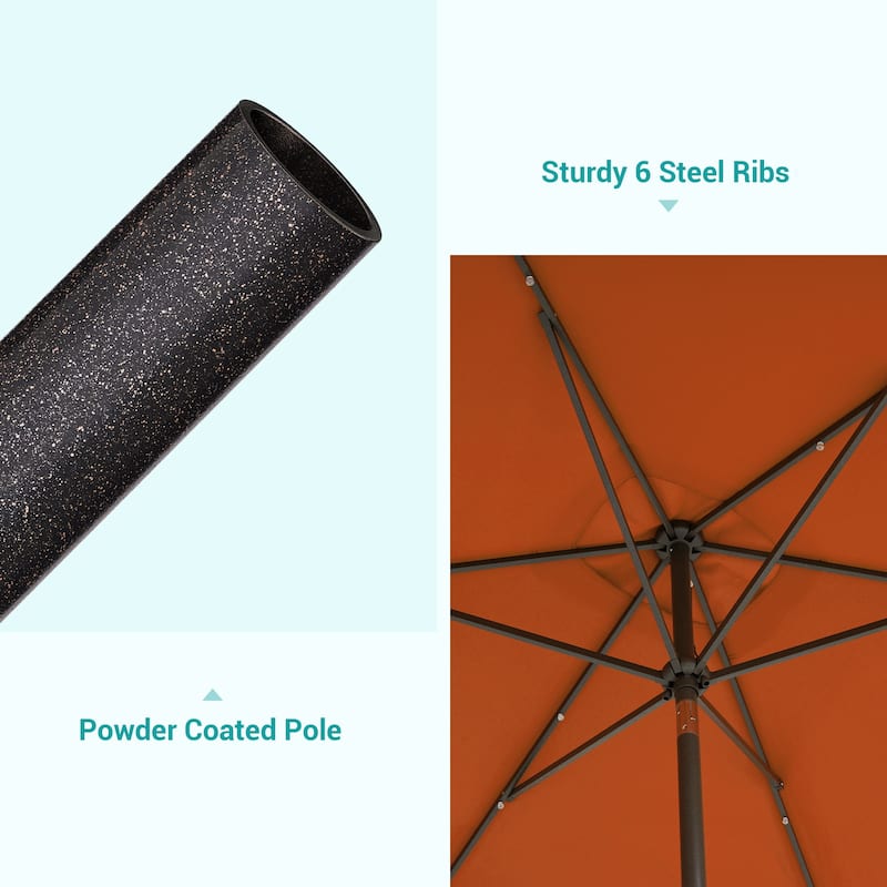 Bonosuki 10 x 6.5ft LED Patio Rectangular Umbrella Outdoor Market Umbrella Aluminium/Steel with Tilt and Crank