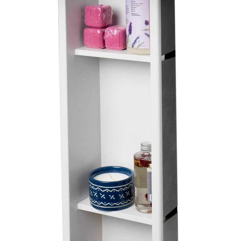 ALFI brand 8" x 36" White Matte Stainless Steel Vertical Triple Shelf Bath Shower Niche