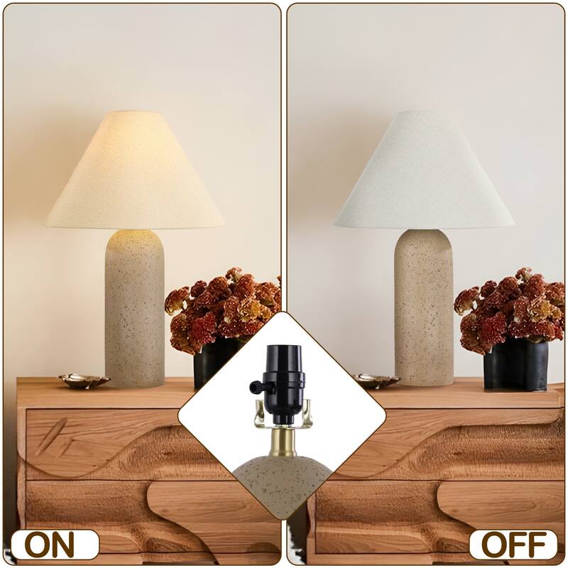 Painted Ceramic Accent Table Lamp with Cone Linen Shade