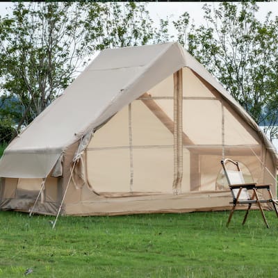 Inflatable Tent With Pump,Glamping Tents For 4-6 Person, Easy Setup 4 Season Waterproof Outdoor Tent