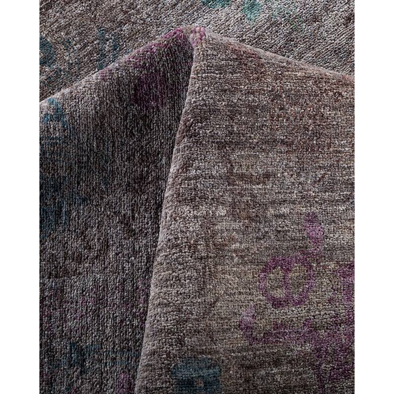 Overton Hand Knotted Wool Vintage Inspired Modern Contemporary Overdyed Gray Area Rug - 9' 1" x 11' 9"