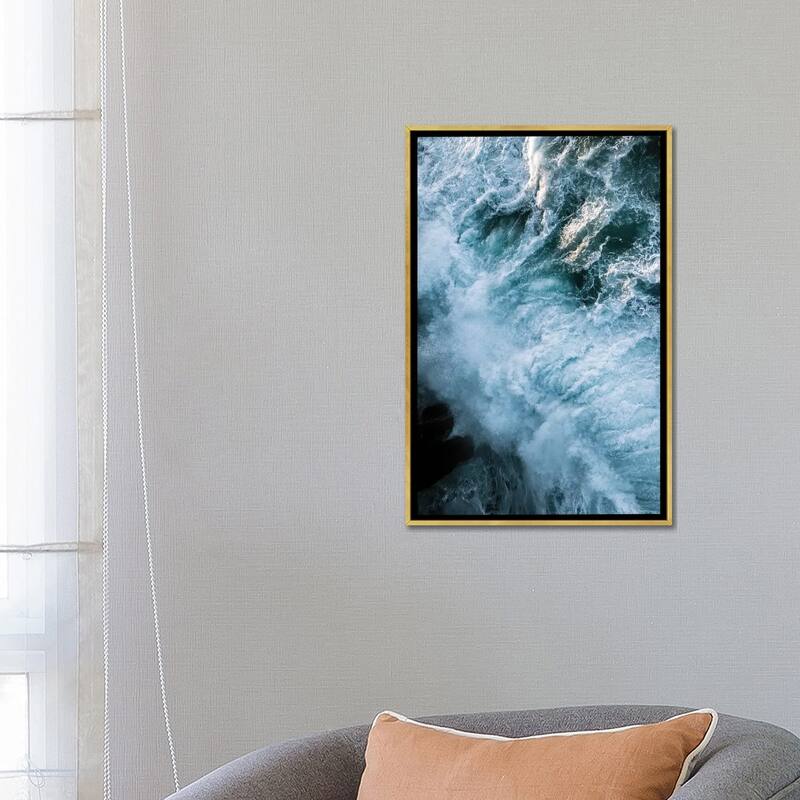 iCanvas "Crashing Waves In Ireland During Sunset From Above" by Michael Schauer Framed Canvas Print