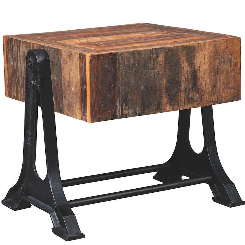 Industrial Design Cast Iron Base Living Room Accent End Table