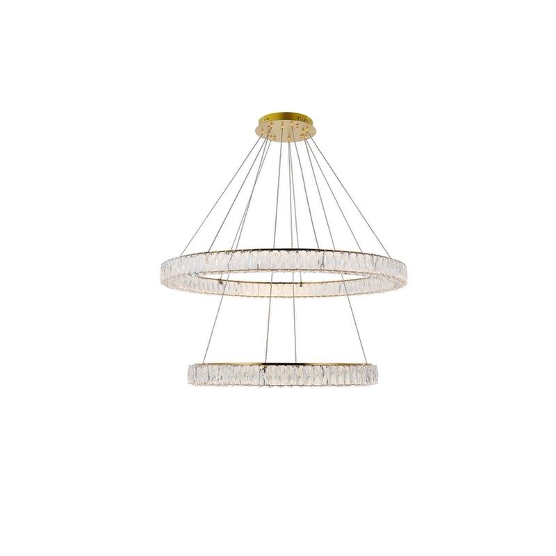 Madelyn Integrated LED light Chrome Chandelier Clear Royal Cut Crystal - 42"W X 10.9"H