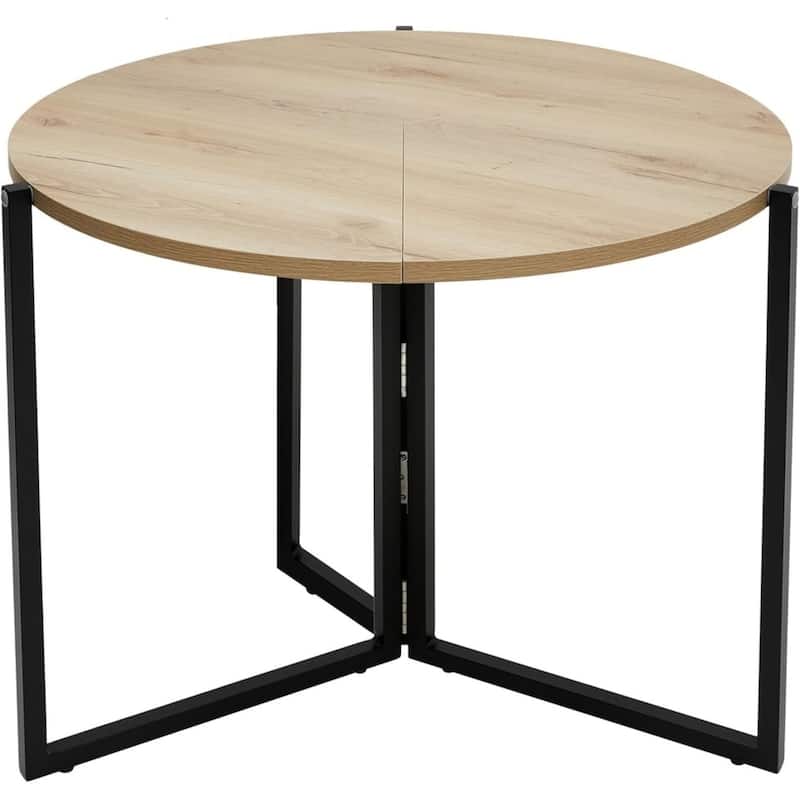 Natural Foldable Multi-Use Round Table 43" Space-Saving Modern Design