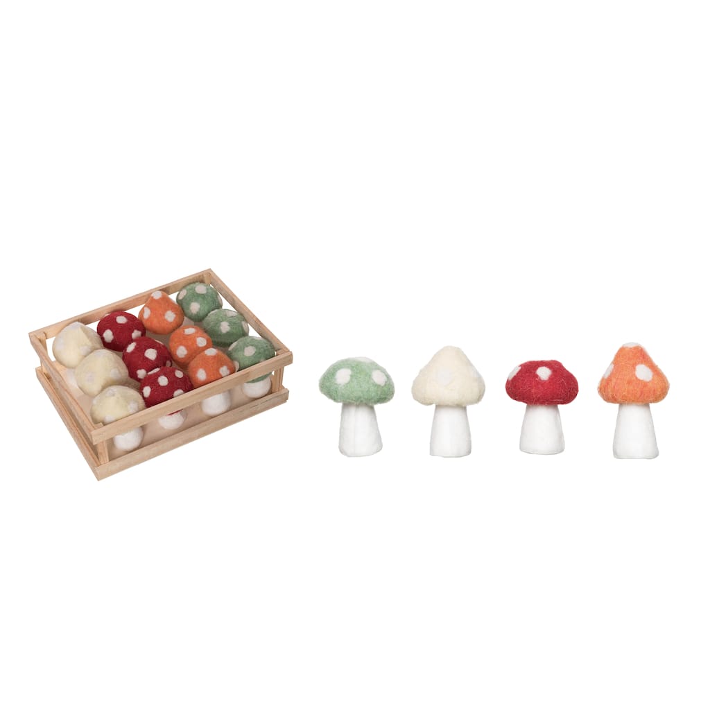 Transpac Foam 10.63 in. Multicolor Christmas Mushroom Decor in Display Set of 12