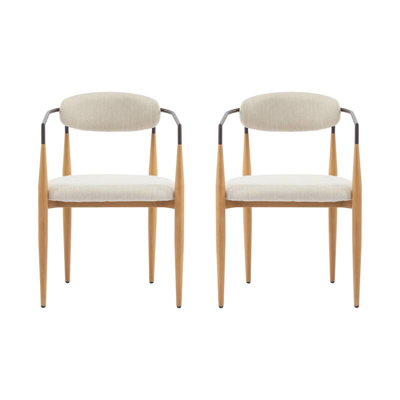 Modern Industrial Elmore Upholstered Dining Chairs (Set of 2) with Iron Frame by Christopher Knight Home