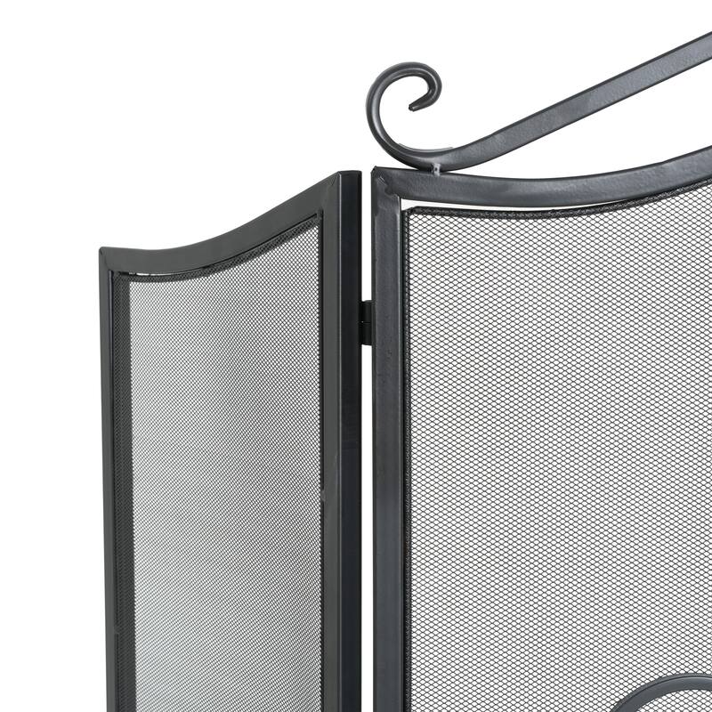 Christopher Knight Home - Onyx Traditional Iron Fireplace Screen with 3-Panel Folding Design - 54" W x 31.5" H