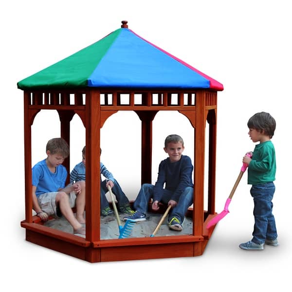 slide 2 of 5, Gorilla Playsets Play-Zee-Bo Sandbox with Canopy and Cover