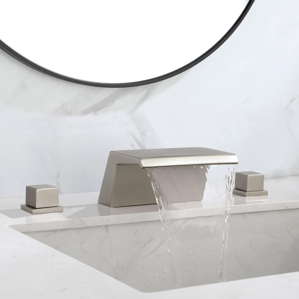 Widespread Bathroom Faucet Waterfall Bathroom Sink Faucet 3 Hole 8 Inch Doubel Handle Modern Vanity Basin Mixer Taps With Valve